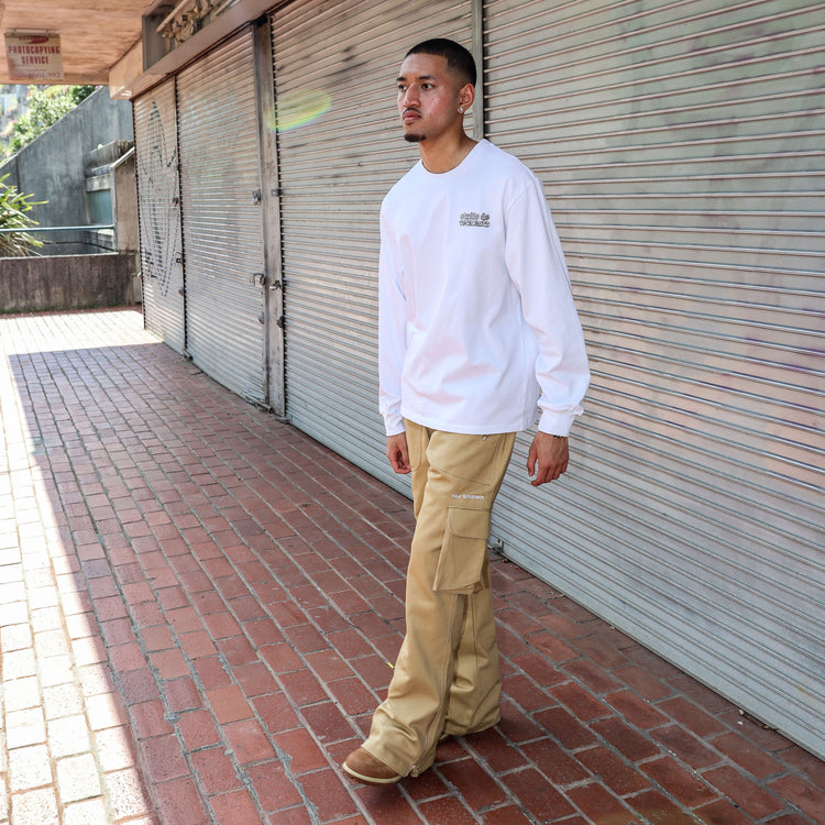 TM SAND DOUBLE WAIST CARGO PANTS