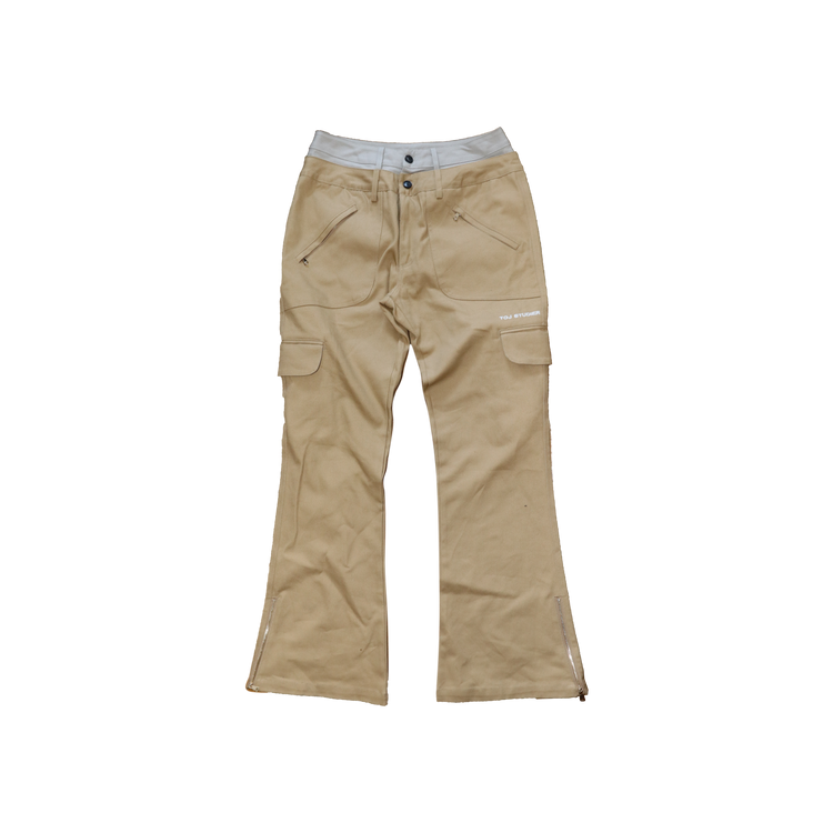 TM SAND DOUBLE WAIST CARGO PANTS